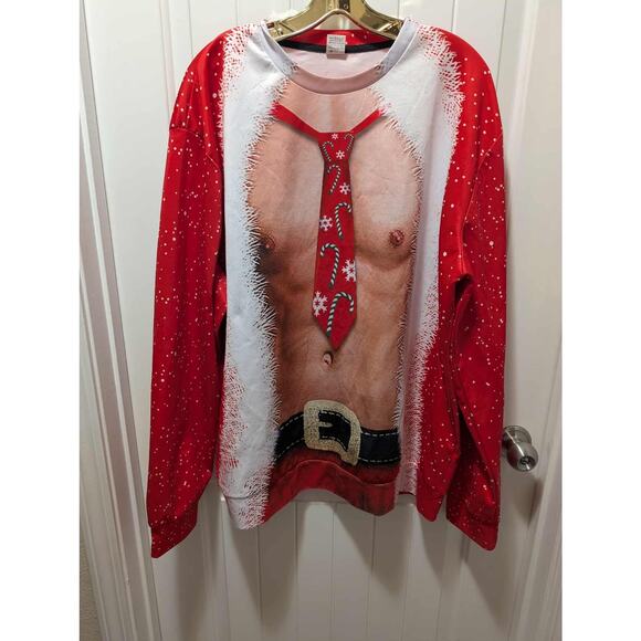 Festive Red Novelty Men's Long Sleeve Tee - Picture 2 of 6